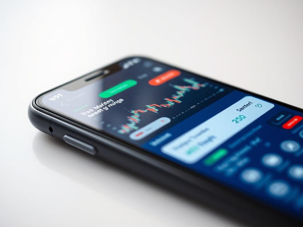 A close up shot of a smartphone displaying a stock